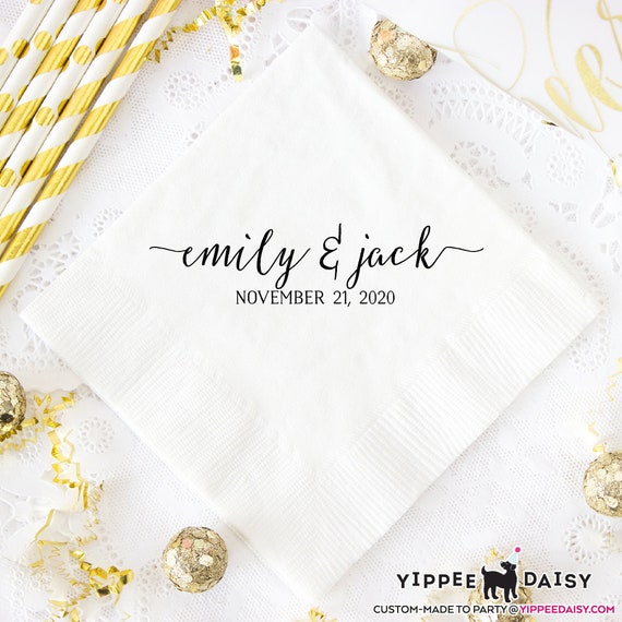 Wedding Reception Napkins, Rustic Wedding Napkins, Beverage Napkins, Bridal Napkins, Wedding Cocktail Napkins,  Printed Paper Napkins