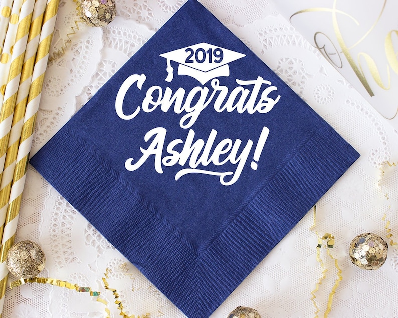 Graduation Party Napkins Congrats Grad Personalized Napkins Etsy