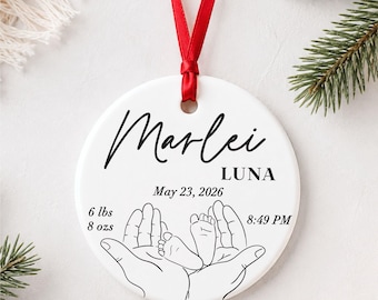 New Baby Ornament Baby's First Christmas Birth Stats Baby Name Christmas Ornament Baby Keepsake 2026 Personalized Gift for Baby