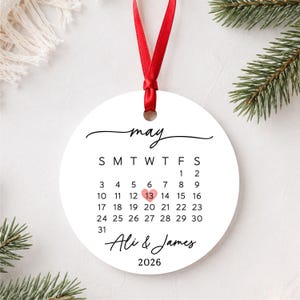 Couple Gift Wedding Gift Married Ornament Wedding Date Ornament Calendar Anniversary Gift Our First Christmas Newlywed Gift Engagement Gift