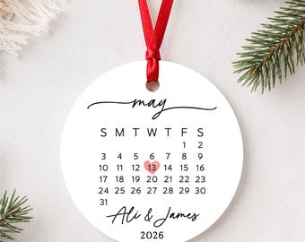 Couple Gift Wedding Gift Married Ornament Wedding Date Ornament Calendar Anniversary Gift Our First Christmas Newlywed Gift Engagement Gift