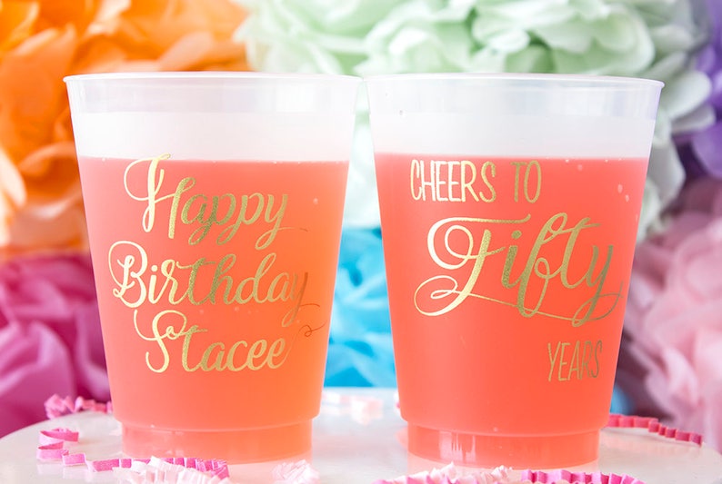 50th Birthday Cup, 50th Birthday Party, Cheers to 50 Years, Frosted Cups, Personalized Cups, Custom Cups, Birthday Decor, Happy Birthday image 6