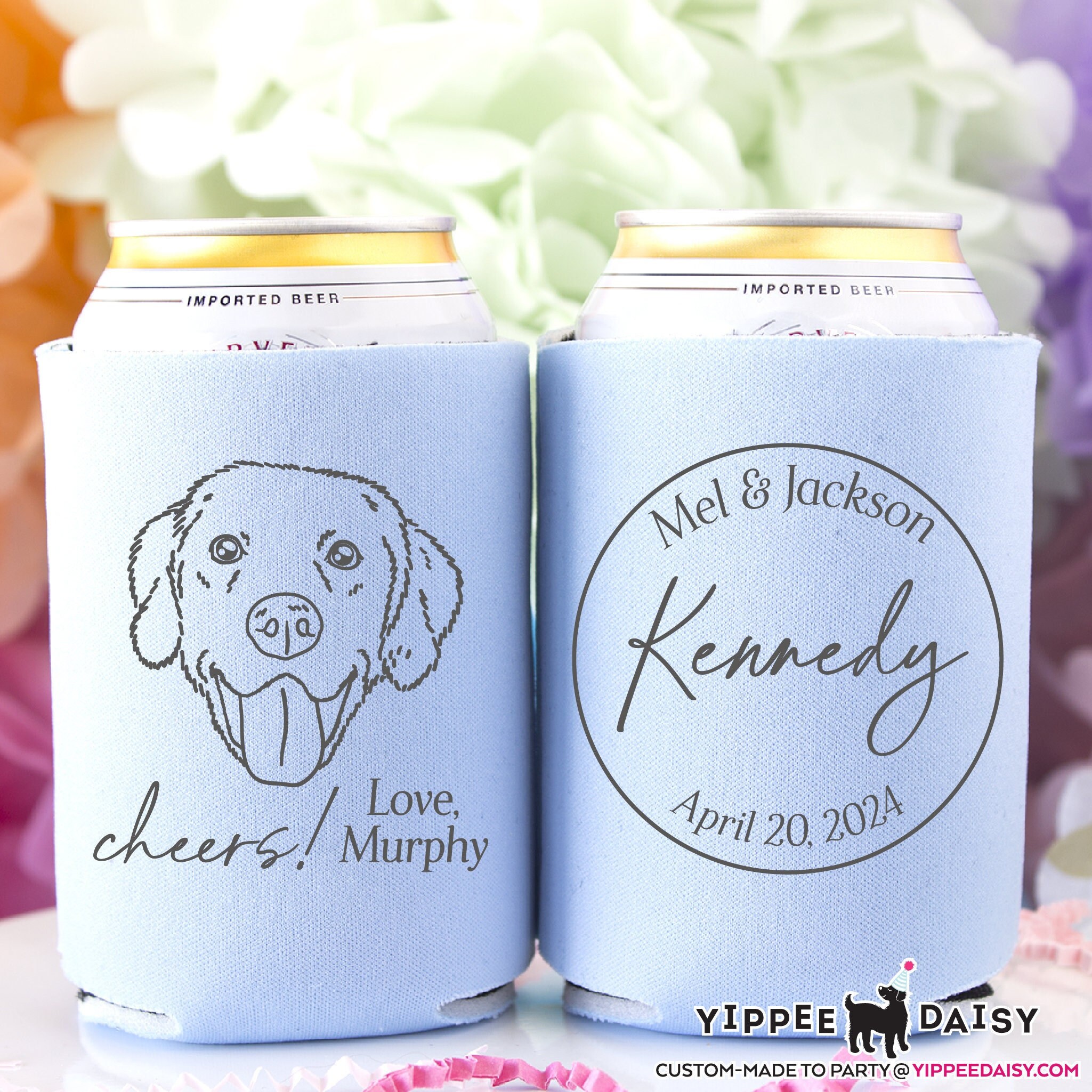 Pet Portrait Koozies/ Personalised Dog Face Can Coolers/ Outline Pet