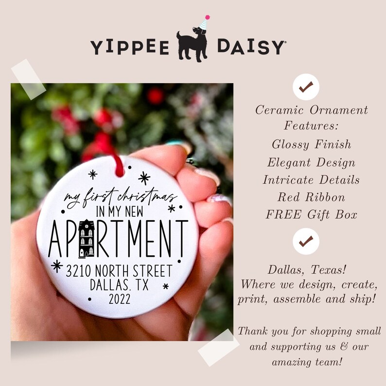 My First Apartment Ornament New Home Keepsake New House Ornament First Apartment Ornament Personalized New Address Gift for Her bild 2