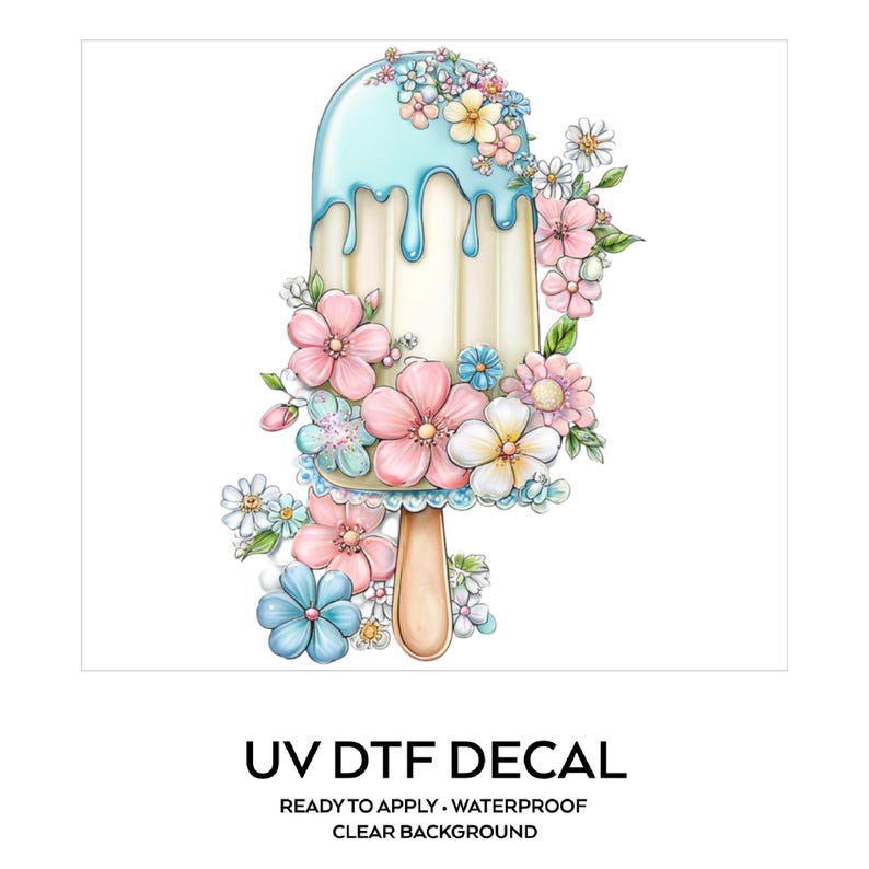 Wildflower Ice Pop UV DTF Decal Garden Frozen Treat Sticker Cup Decal Tumbler Sticker Laptop Sticker Dessert Gift afbeelding 1