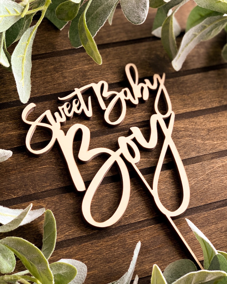 Sweet Baby Boy Cake Topper Baby Shower Cake Topper Rustic Etsy