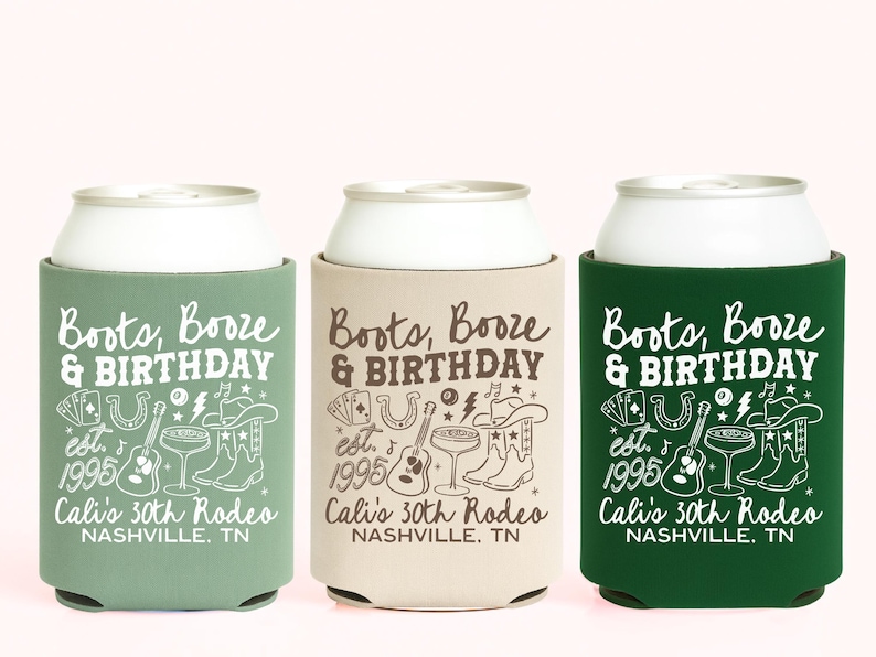 Rodeo Birthday Party Western Custom Can Cooler Nashville Birthday Party Favors Cowgirl Decorations Hoedown 21st 30th Milestone Birthday