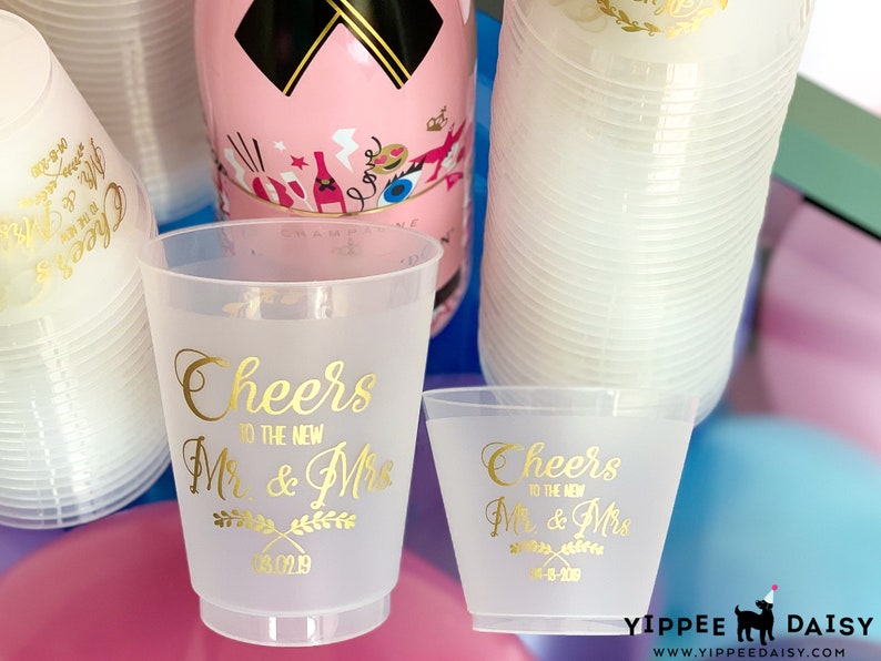 Personalized Plastic Cup, Wedding Party Cups, Frosted Cups, Frost Flex Cups, Printed Cups, Custom Wedding Cups, Monogram Cups, Plastic Cups image 6