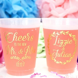 Frosted Cups, Frost Flex Cups, Printed Cups, Custom Wedding Cups, Monogram Cups, Plastic Cups, Personalized Plastic Cup, Wedding Party Cups