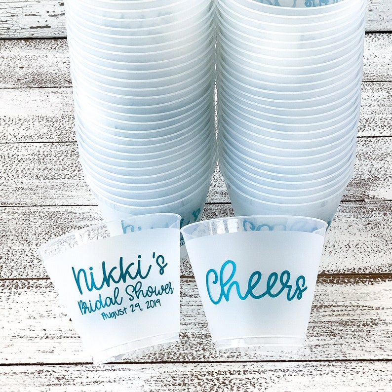 Bridal Shower Cups, Cheers Party Cups, 9oz Wine Cups, Frost Flex Wine Cups, Bachelorette Party Cups, 9 ounce Wine Cups, Plastic Wine Cups image 1