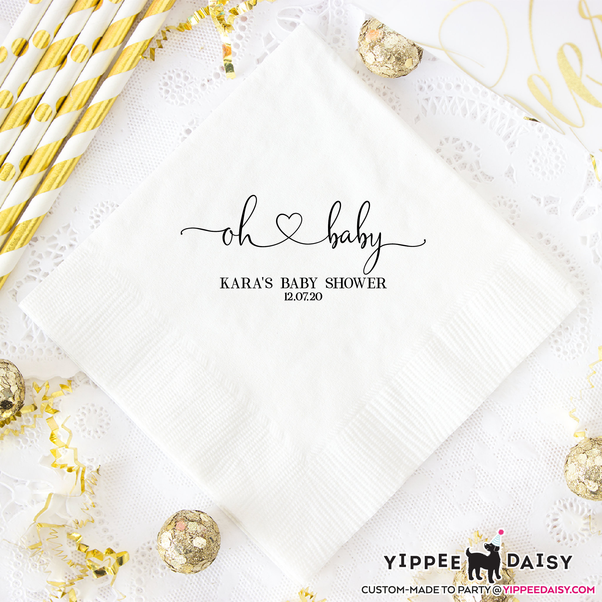 Baby Shower Napkins Personalized Cocktail Napkins Oh Baby Etsy