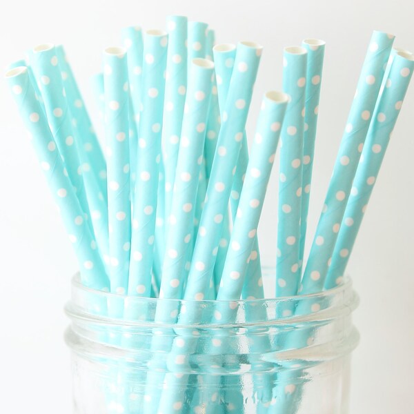 Blue Polka Dot Paper Straws, Blue Paper Straws 25, Blue Wedding Decor, Baby Shower, Rustic Wedding, Party Straws, Birthday Party Supplies