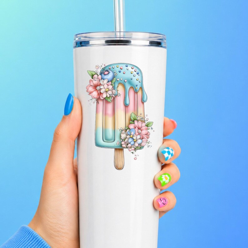 Blueberry Ice Pop UV DTF Decal Cottage Frozen Treat Sticker Cup Decal Glass Decal Tumbler Sticker Dessert Gift image 9