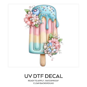 Blueberry Ice Pop UV DTF Decal Cottage Frozen Treat Sticker Cup Decal Glass Decal Tumbler Sticker Dessert Gift image 1