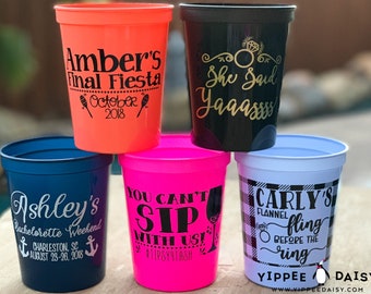 Personalized Cups Wine Cups Bachelorette Gifts Bachelorette Favor Custom Plastic Party Cups Beach Bachelorette Weekend Stadium Cups