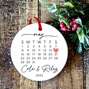 Couple Gift Wedding Gift Married Ornament Wedding Date Ornament Calendar Anniversary Gift Our First Christmas Newlywed Gift Engagement Gift 画像 5