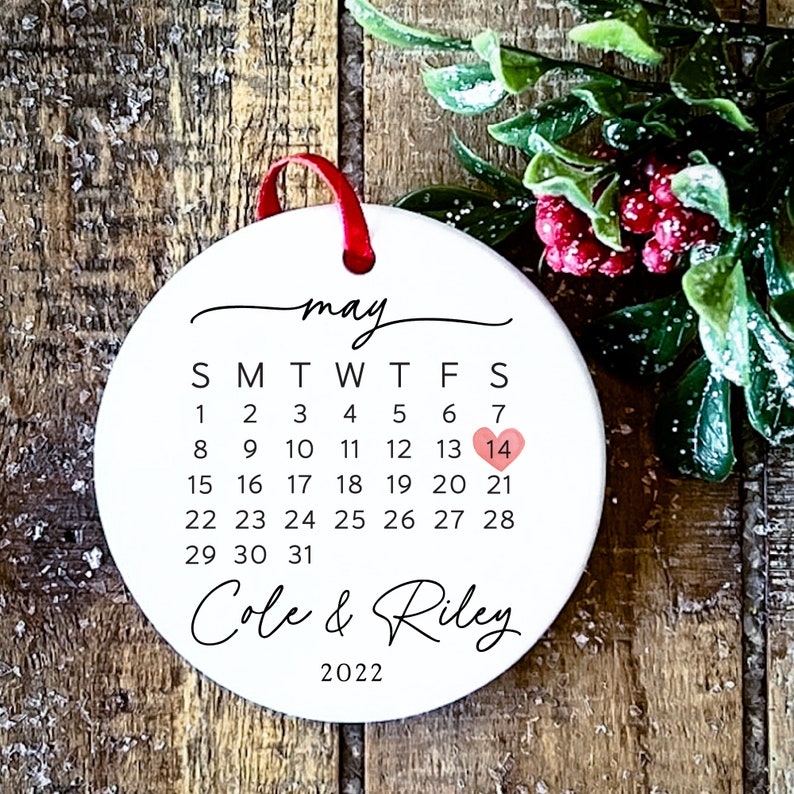 Couple Gift Wedding Gift Married Ornament Wedding Date Ornament Calendar Anniversary Gift Our First Christmas Newlywed Gift Engagement Gift image 5