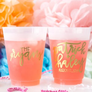 Personalized Frosted Cups Wedding Favors for Guests Wedding Cups Printed Shatterproof Cups Plastic Party Cups Frosted Cups 16 oz Cup