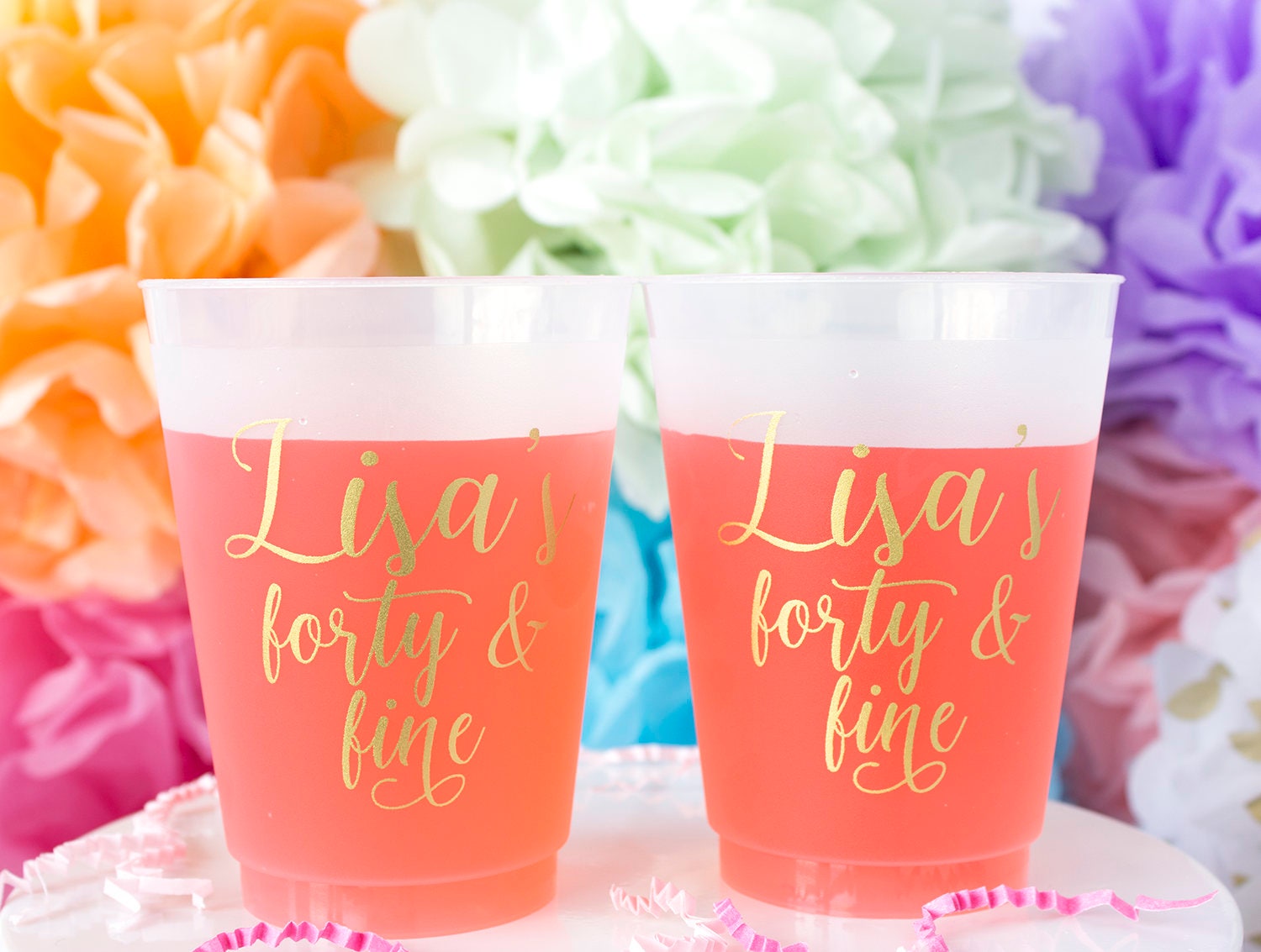 40 & Fine Personalized Birthday Frosted Cups - Yippee Daisy