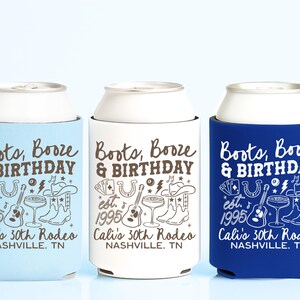 Rodeo Birthday Party Western Custom Can Cooler Nashville Birthday Party Favors Cowgirl Decorations Hoedown 21st 30th Milestone Birthday