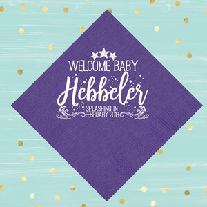 Baby Shower Napkins, Personalized Napkins, Welcome Baby Custom Napkins, Party Napkins, Cocktail Napkins, Sip & See Shower, Monogram Napkins