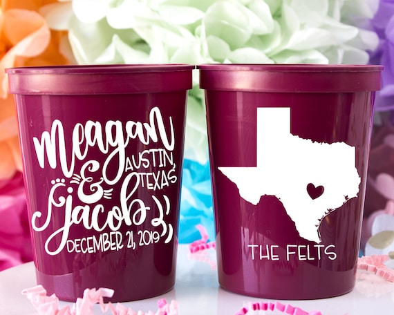 Printed Cups Party Cups Plastic Cups Personalized Color Changing Cups Wedding Favors For Guest, Custom Wedding Cups Custom Mood Cups