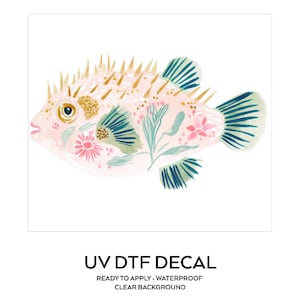 Watercolor Puffer Fish Decal Animal Sticker UV DTF Tumbler Laptop