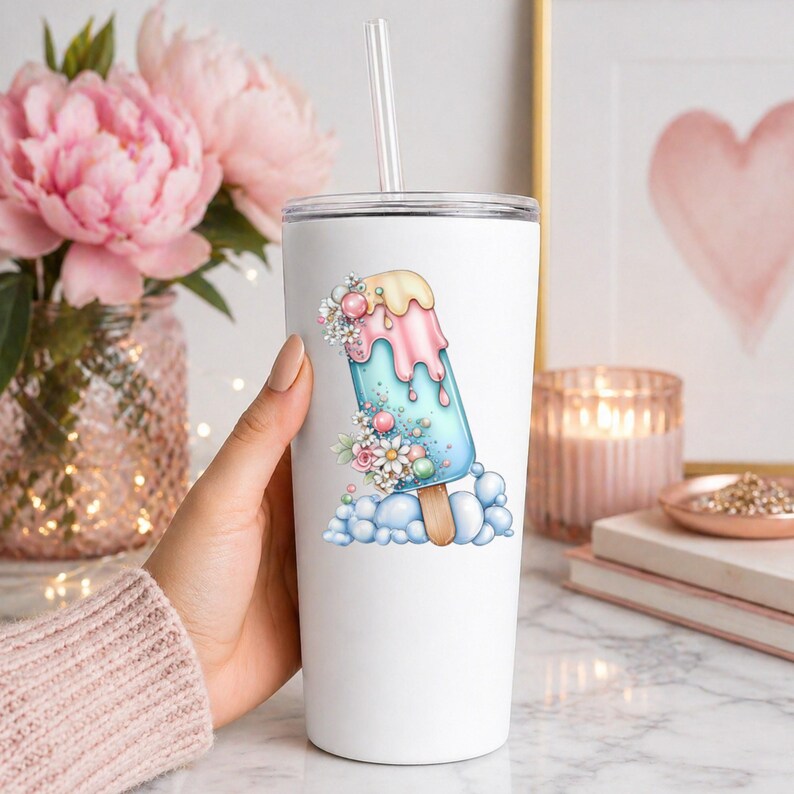 Bubble Ice Pop UV DTF Decal Daisy Frozen Treat Sticker Cup Decal Glass Decal Tumbler Sticker Sweet Treat Gift Bild 10