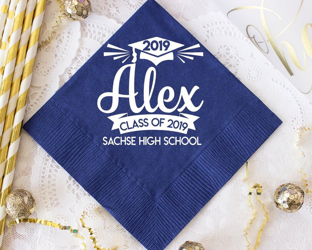 Graduation Napkins, Personalized Napkins, Congrats Grad, Class of 2019