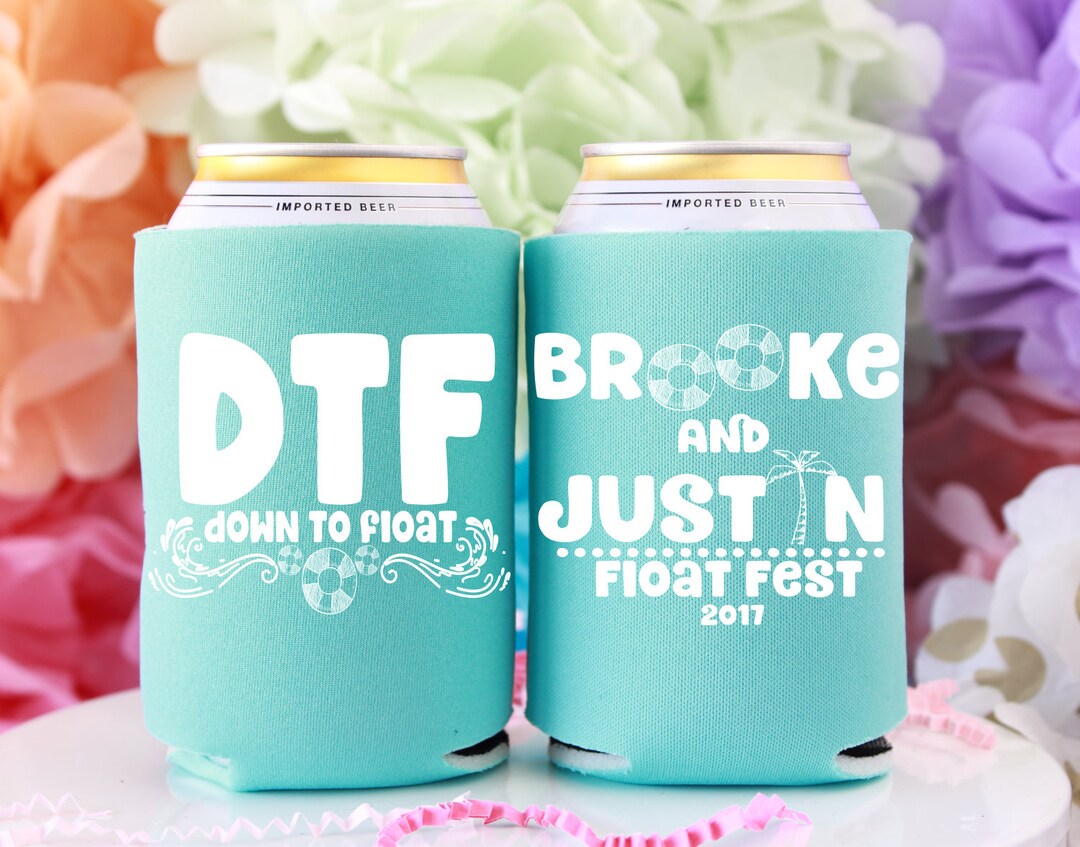 Personalized Can Coolers, Float Trip Bachelorette Favors, River Trip