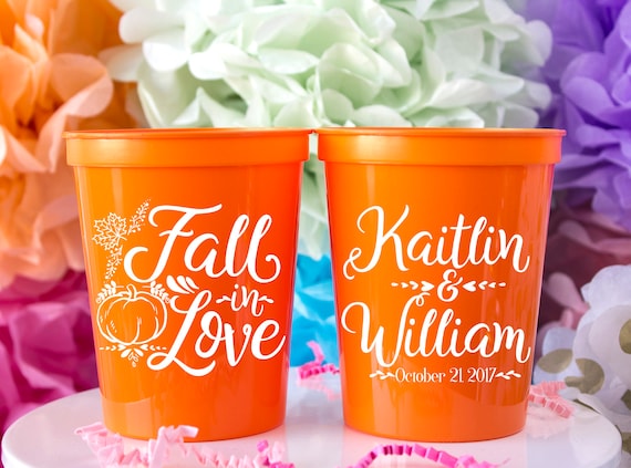 Fall In Love Wedding Cups Fall Wedding Favors Rustic Etsy
