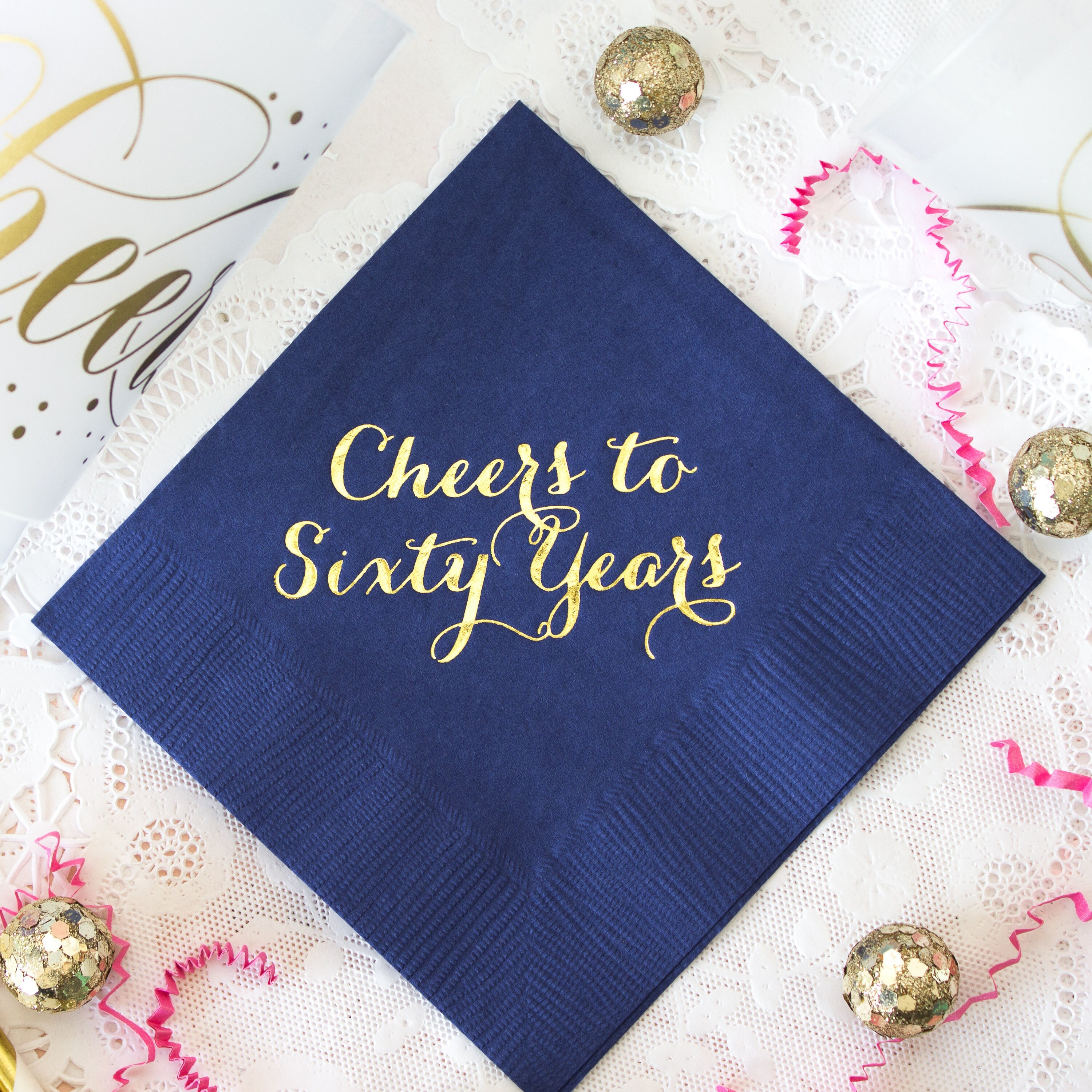 Happy Birthday Napkins Birthday Party Napkins Cheers to 60 Etsy