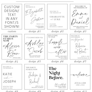 design chart showing shapes and actual designs to choose from when ordering