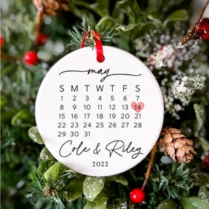 Couple Gift Wedding Gift Married Ornament Wedding Date Ornament Calendar Anniversary Gift Our First Christmas Newlywed Gift Engagement Gift image 3