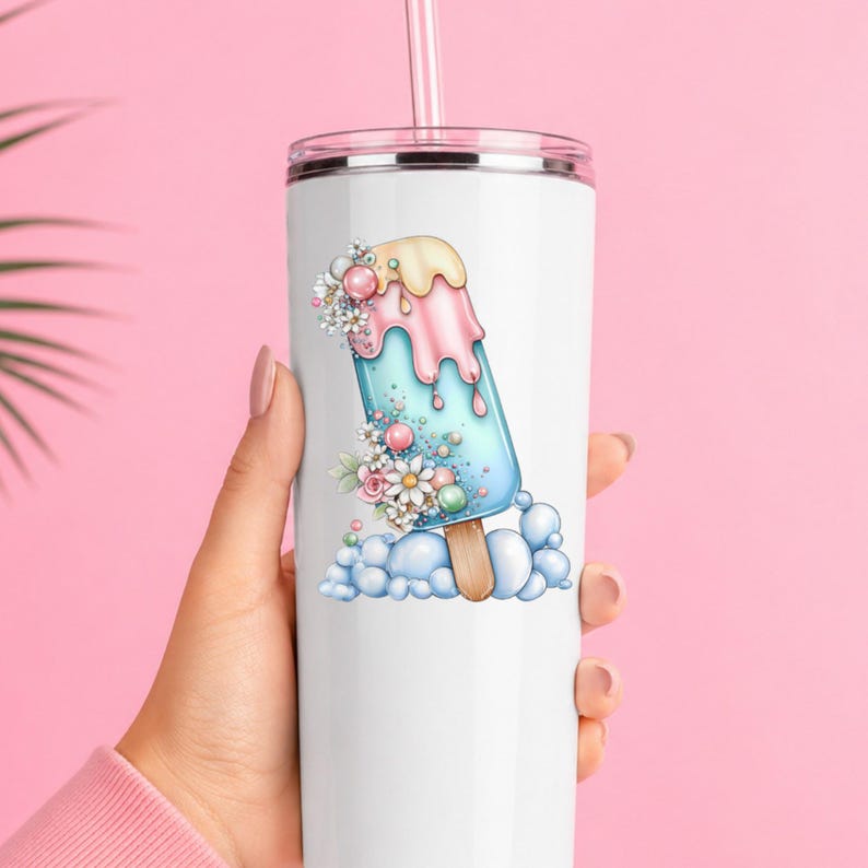 Bubble Ice Pop UV DTF Decal Daisy Frozen Treat Sticker Cup Decal Glass Decal Tumbler Sticker Sweet Treat Gift Bild 7