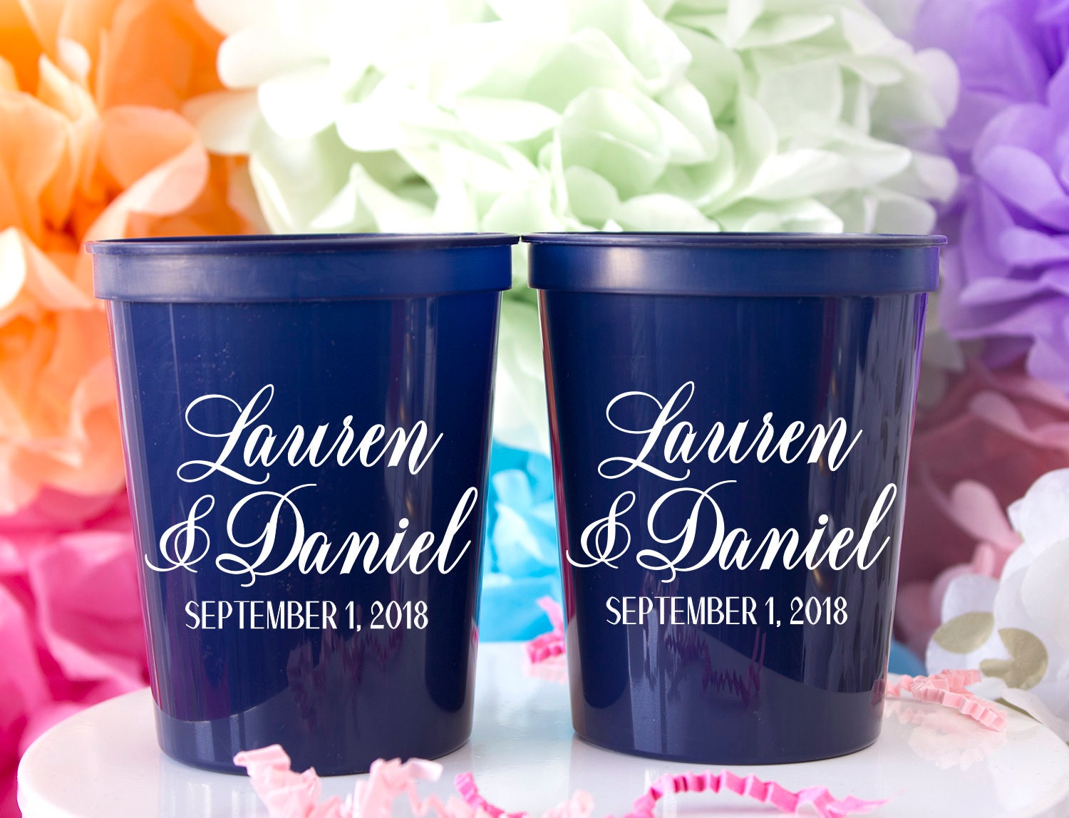 Personalized Wedding Cups Plastic Cups Monogram Cups for Etsy