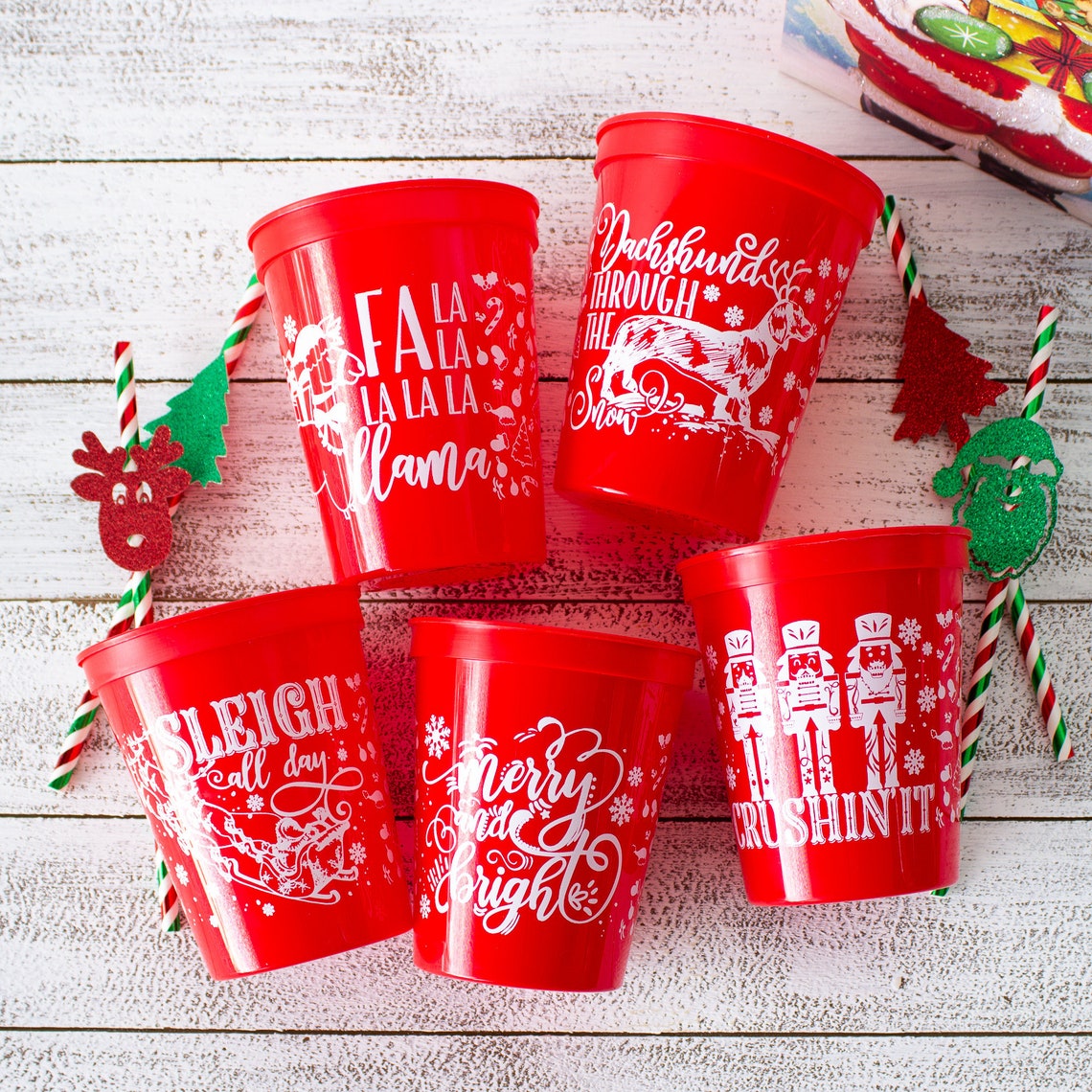 Christmas Cups Holiday Party Cups Hostess Gift Personalized Etsy