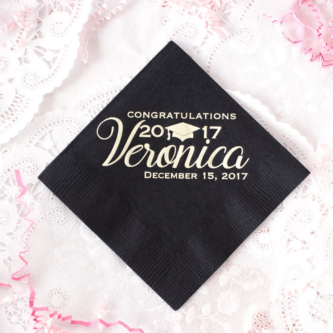 Graduation Napkins, Class of 2025, Congrats Grad, Personalized Napkins, Graduation Party