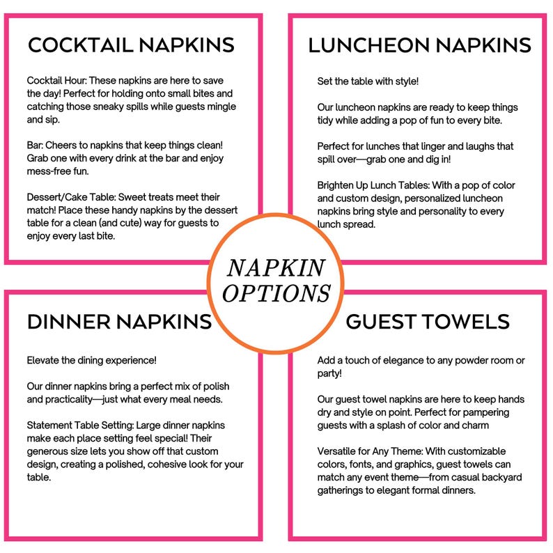 a menu for a cocktail party with instructions