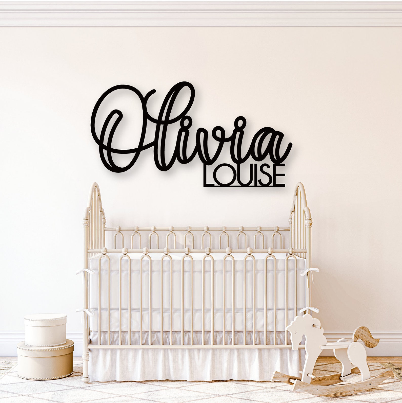 Stacked baby name sign for a nursery with quick shipping
