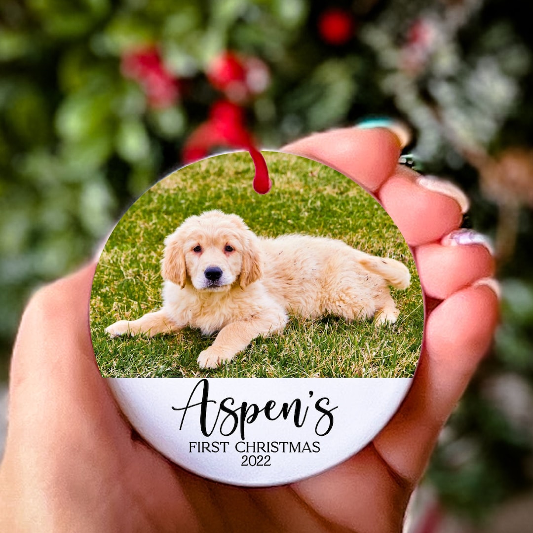 Puppies First Christmas Ornament Personalized Pet Keepsake Photo