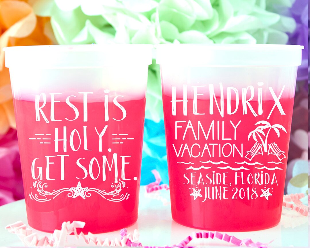 Family Vacation Cups, Family Reunion, Beach Party Cups, Personalized