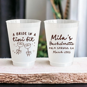 A Bride In A Tini Bit - A Bride In A Tiny Bit - Espresso Martini Bachelorette Party - Custom Bachelorette Cups - Martini Bachelorette Theme