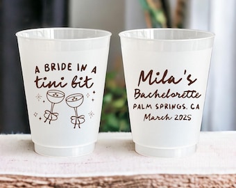 A Bride In A Tini Bit - A Bride In A Tiny Bit - Espresso Martini Bachelorette Party - Custom Bachelorette Cups - Martini Bachelorette Theme