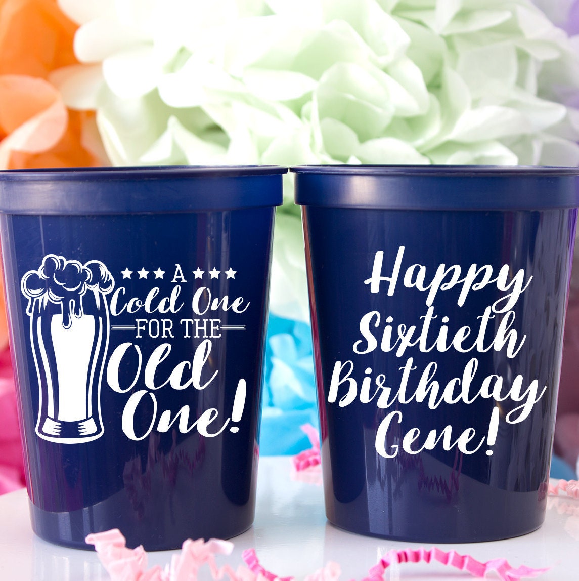 Personalized Cups Birthday Cups 60th Birthday Party Cups Etsy