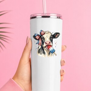 Funny Patriotic Cow Decal Ice Pop Frozen Treat Western Fourth Of July Tumbler Sticker Cup Decal Glass Decal UV DTF Clear Background image 8