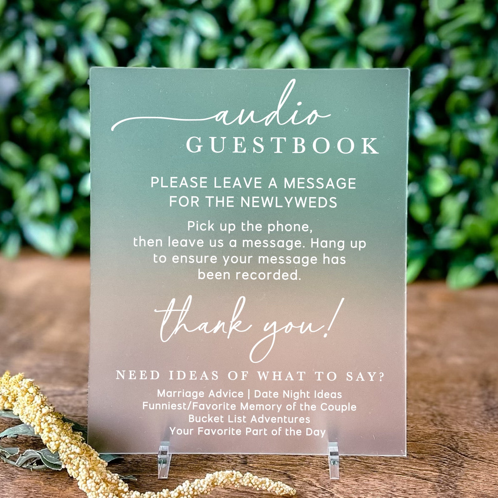 Audio Guestbook Acrylic Sign Telephone Guestbook Wedding Sign Etsy