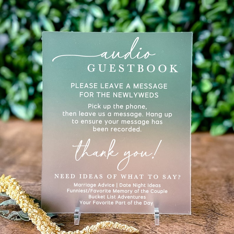 Audio Guestbook Acrylic Sign Telephone Guestbook Wedding Sign Phone Guest Book Frosted Acrylic Wedding Signage Leave A Message Wedding Sign image 1