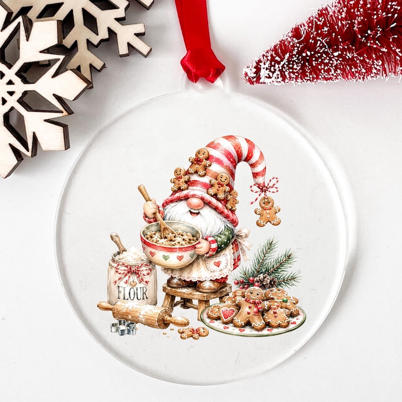 Cookie Baking Gnome UV DTF Decal Watercolor Christmas Sticker ...