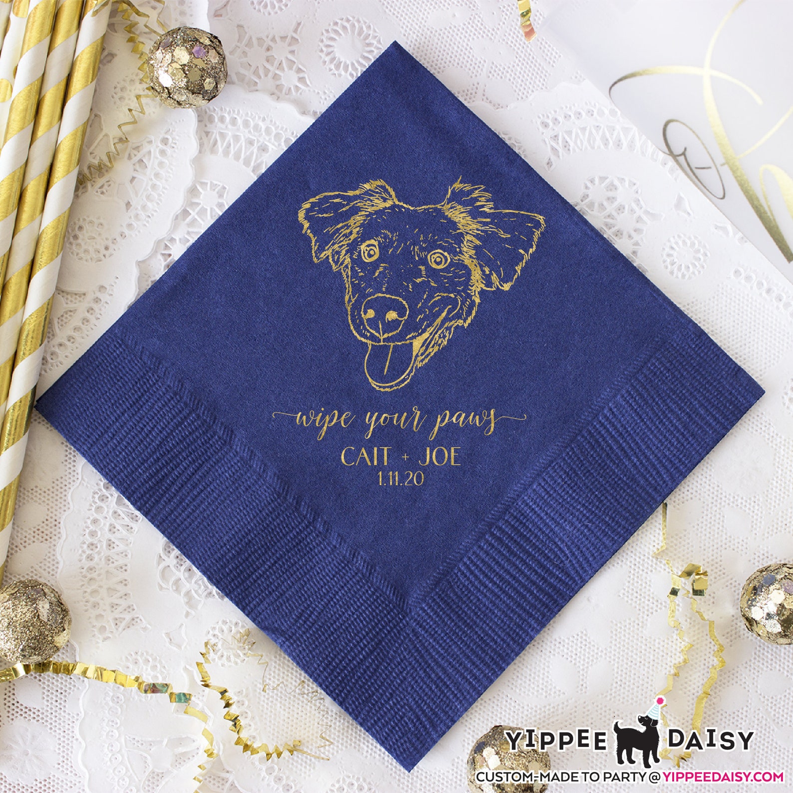 Custom Wedding Napkins Dog Lover Wedding Custom Wedding Etsy